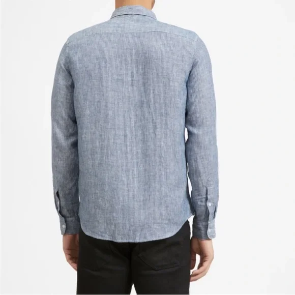 Everlane The Linen Standard Fit Shirt Men’s Size Large Pinstripe Long Sleeve - Picture 2 of 9